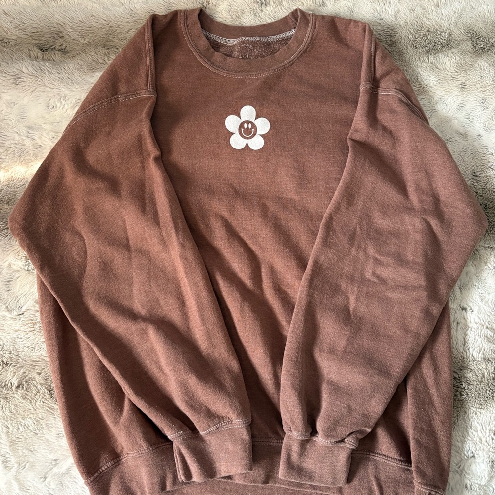 PacSun Brown Flower Graphic Women's Crewneck